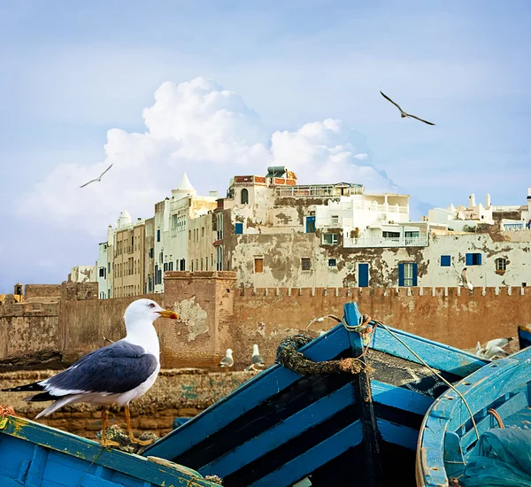 Голубые рыболовные суда Марокко — стоковое фото
