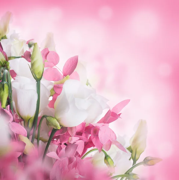 Vita rosor med dekorativa gräs — Stockfoto