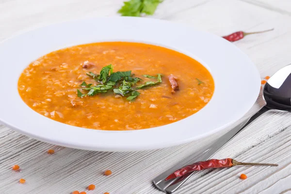 Soup of yellow lentils — Stock Photo, Image
