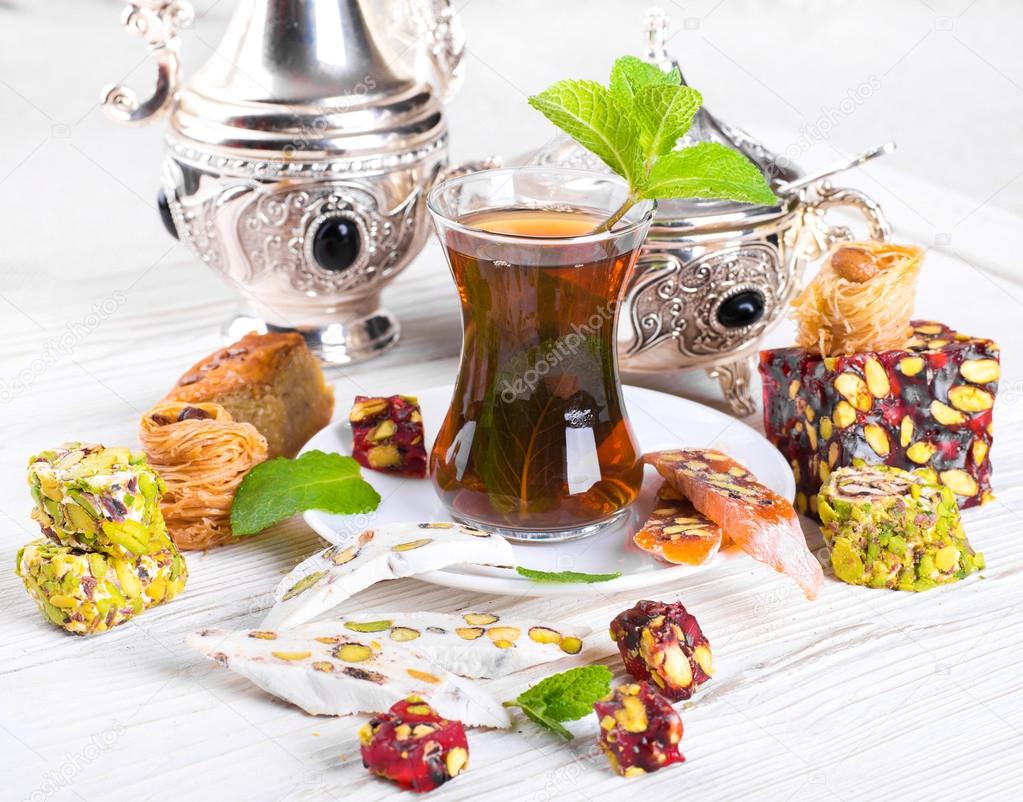 Tea with Turkish sweets