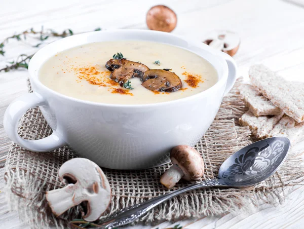 Zupa grzybowa pieczarki — Zdjęcie stockowe