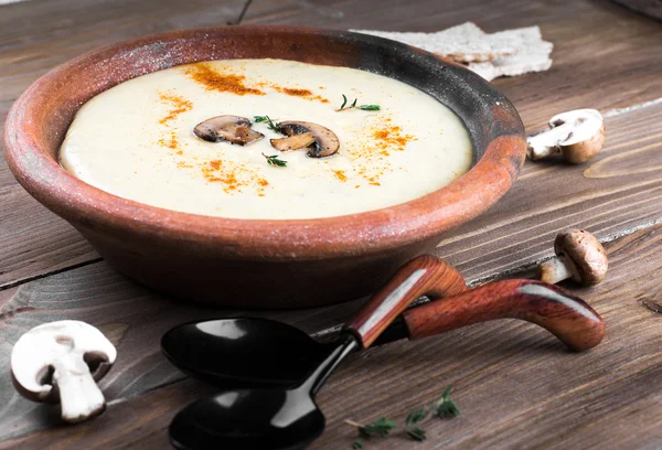 Champignons mushroom soup — Stock Image Champignons mushroom soup Royalty Free Stock Photos