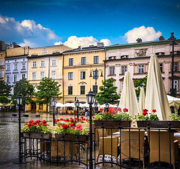 Architecture of old Krakow main square