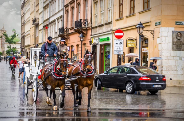 Hästskjuts i krakow — Stockfoto