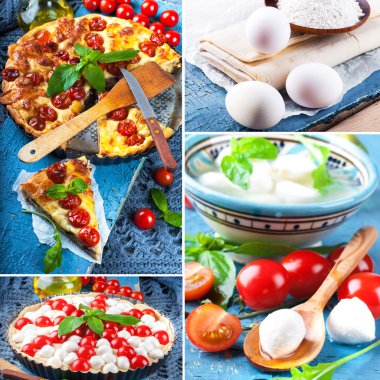 pasta Mozzarella peyniri, tavuk ve domates ile