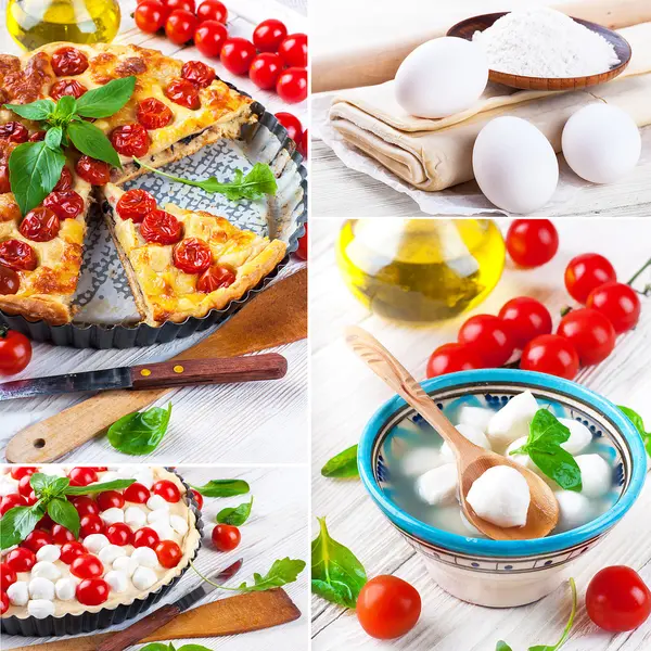 pasta Mozzarella peyniri, tavuk ve domates ile