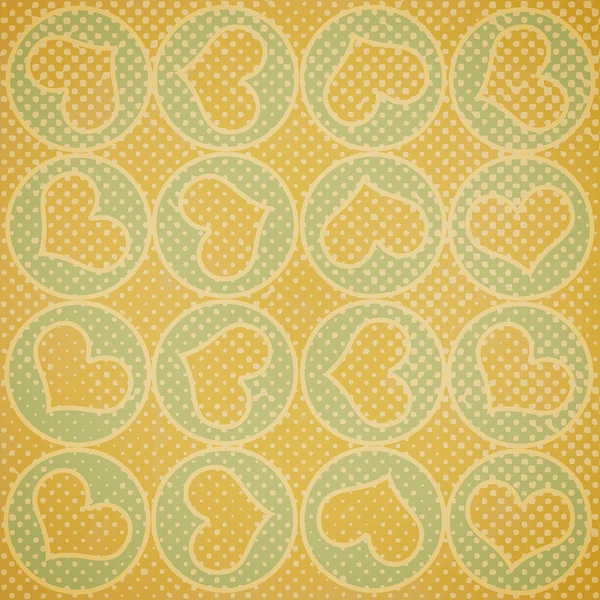 Grunge background with hearts in circles — Stock Photo, Image