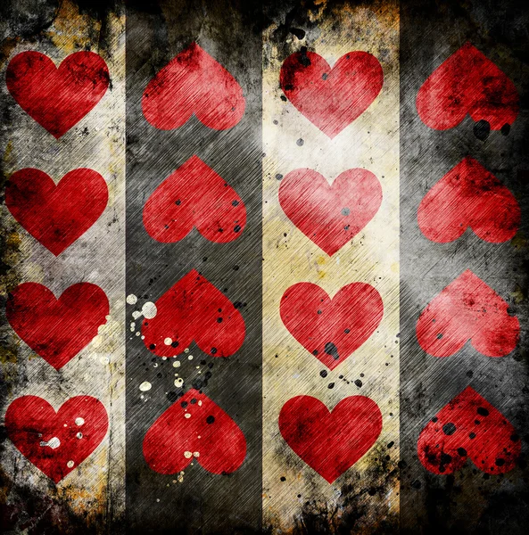 Red hearts on grunge background — Stock Photo, Image