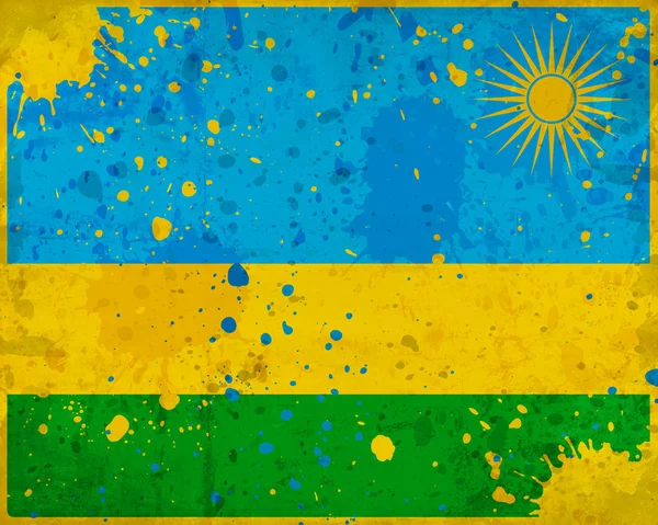 Grunge Drapeau Rwanda avec des taches — Photo