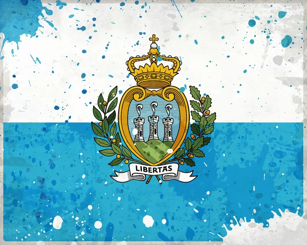 Grunge San Marino flag with stains — Stockfoto