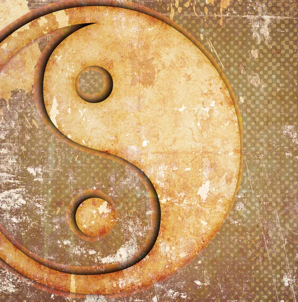 Символ Инь Ян на гранже — стоковое фото