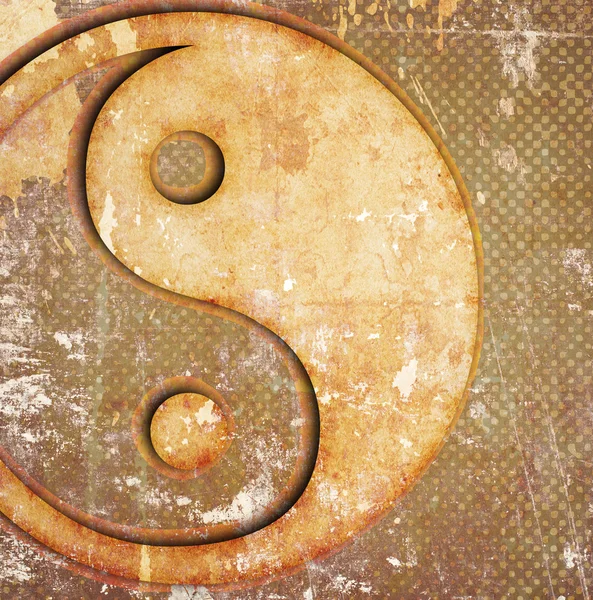 Yin yang símbolo en grunge — Foto de Stock