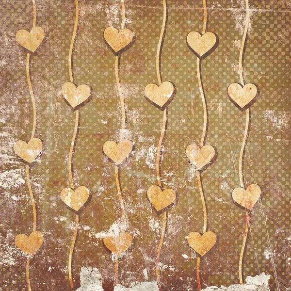 Abstract hearts on vintage background — Stock Photo, Image
