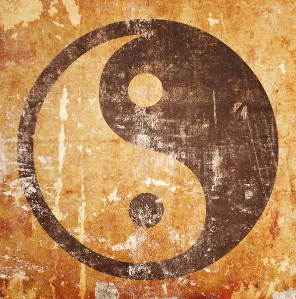 Yin yang symbol na grunge — Stock fotografie