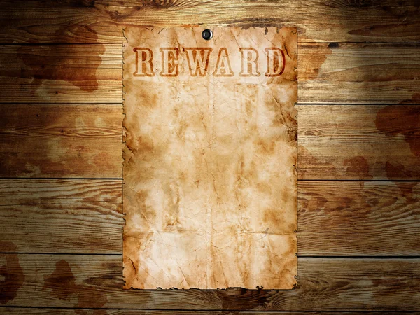 Old western wanted poster on wooden background — Stock Photo, Image