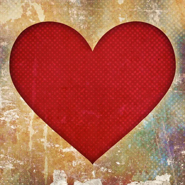 Red heart on grunge background — Stock Photo, Image