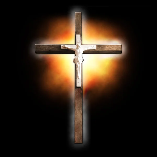Cross on black background — Stock Photo, Image