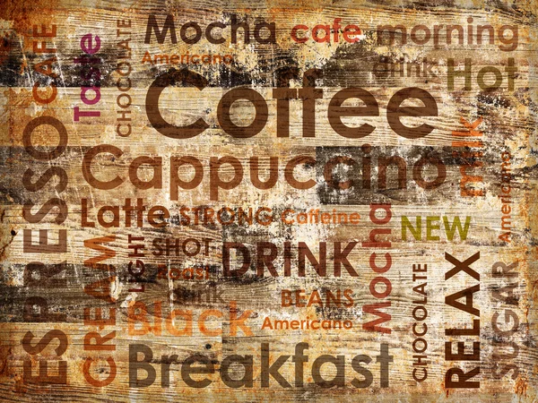 Sorts of coffe on wooden background — Stock Photo, Image