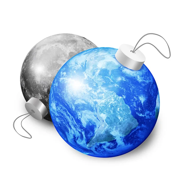 地球と月のクリスマス ボール — ストック写真