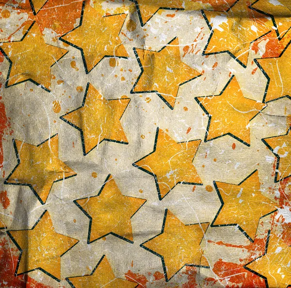 Ілюстрація гранжевої стіни з намальованими сяючими зірками — стокове фото