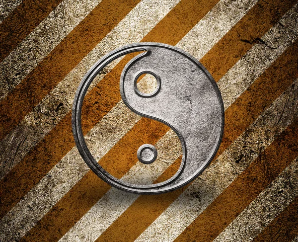 Yin-yang szimbólum a grunge, háttér — Stock Fotó