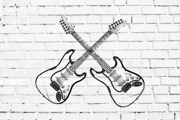 Affiche de musique rock grunge sur mur de briques — Photo