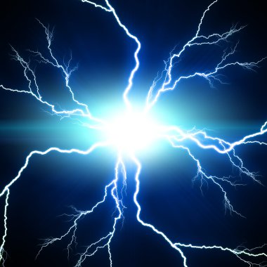 Dijital backgroundelectric flash üzerinde mavi bir backgrou yıldırım