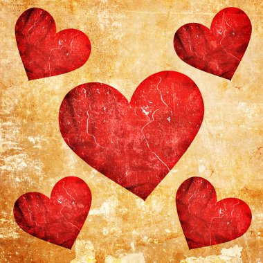 grunge arka plan üzerinde Hearts
