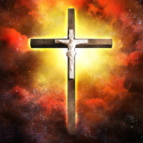 Kreuz hängt am Himmel — Stockfoto