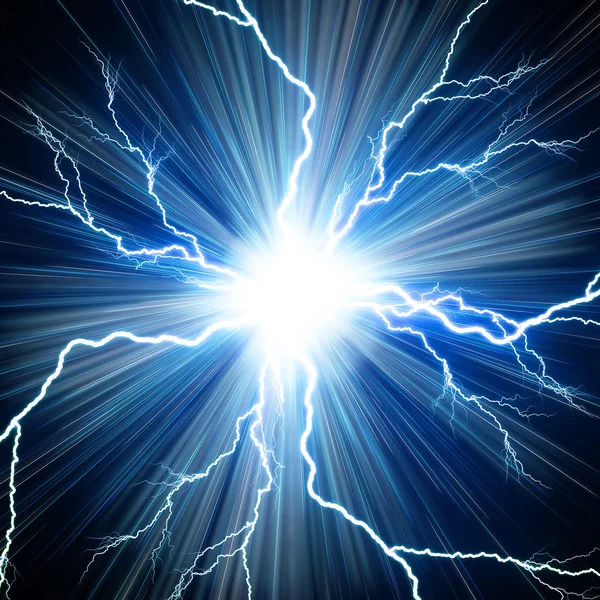 Цифровий фонЕлектричний спалах блискавки на синьому фоні — стокове фото