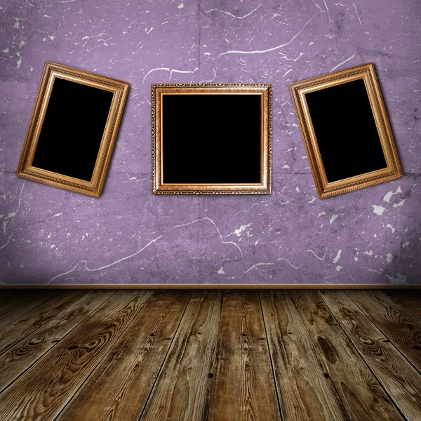 Three frames in vintage room — Stock Photo, Image