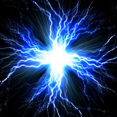 Dijital backgroundelectric flash üzerinde mavi bir backgrou yıldırım
