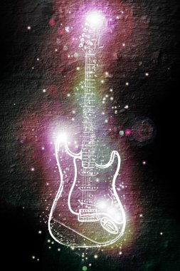 elektro gitar ışık neon noktalar