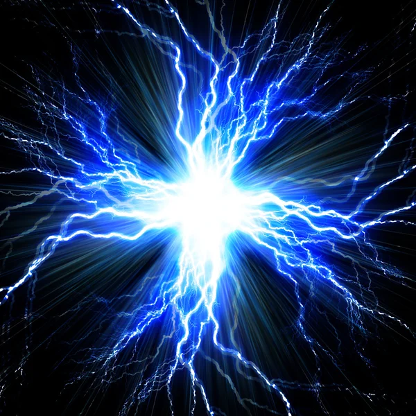 Цифровий фонЕлектричний спалах блискавки на синьому фоні — стокове фото