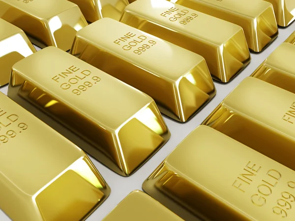 Golden bars on white background — Stock Photo, Image