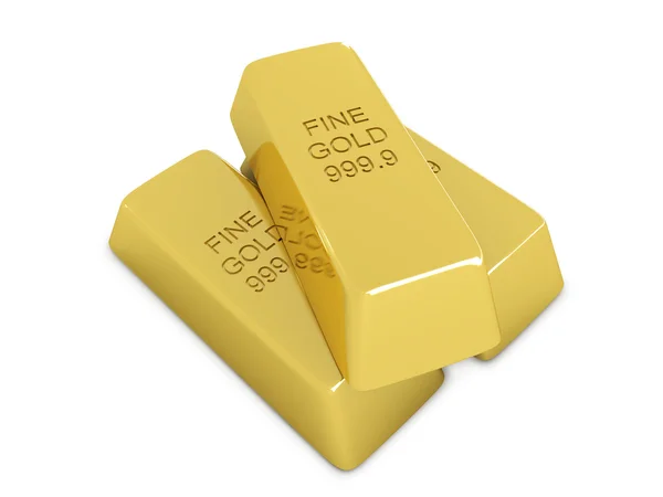 Golden bars on white background — Stock Photo, Image