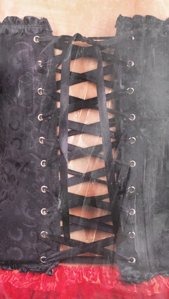 Close-up shot of woman in black corset — Stock Photo, Image