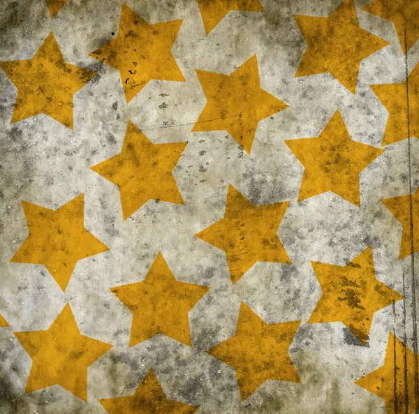 Illustration of grunge wall with drawn glowing stars — Stock Photo, Image