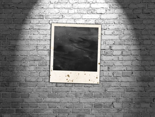 Photo frame on the brick wall — Stock Photo, Image