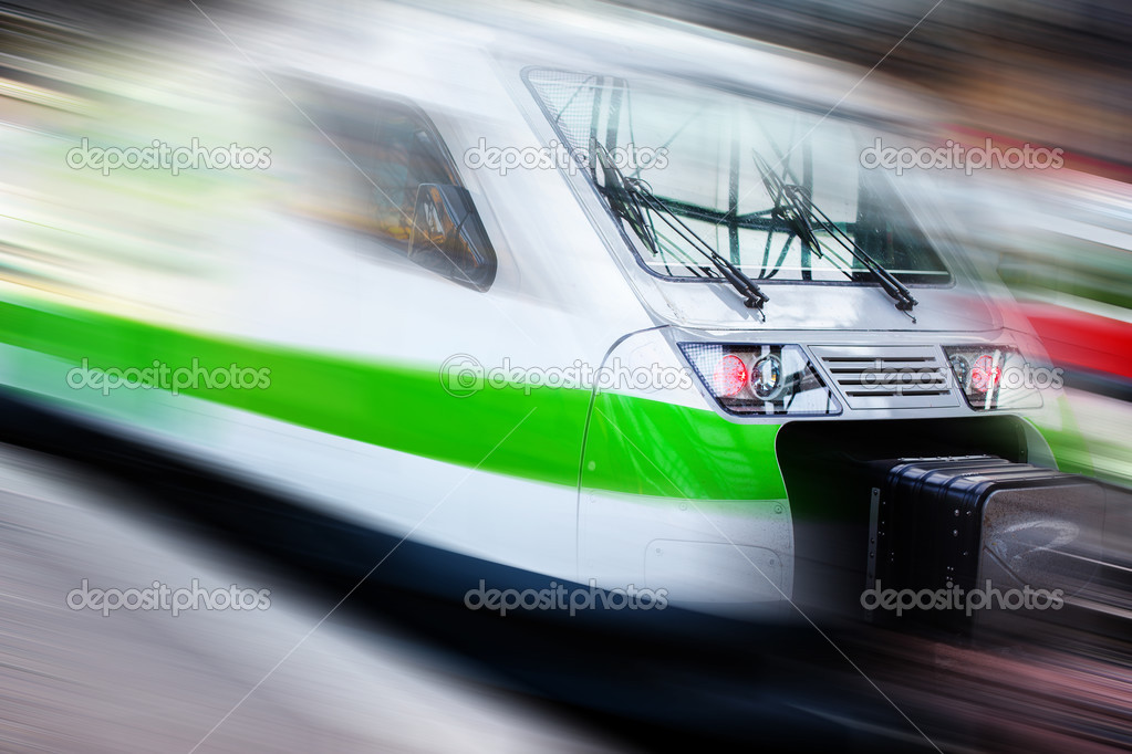 Modern speed train on a way