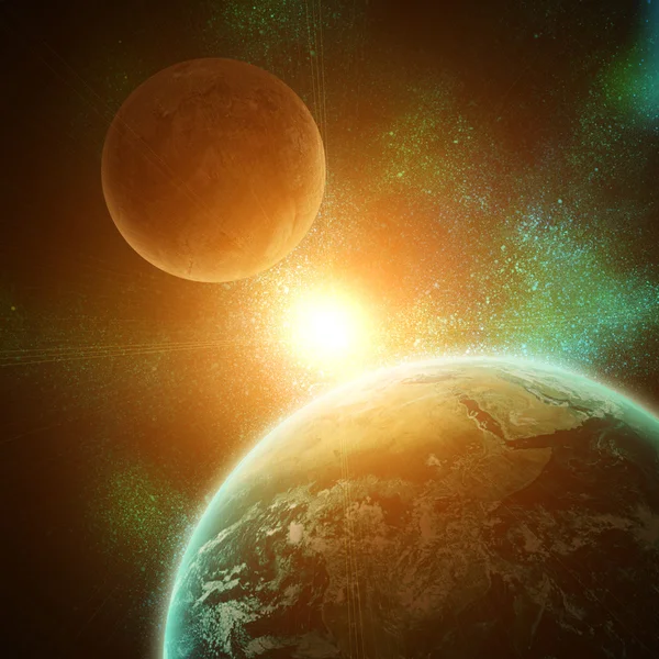 オープン スペースにおける現実的な惑星地球 — ストック写真