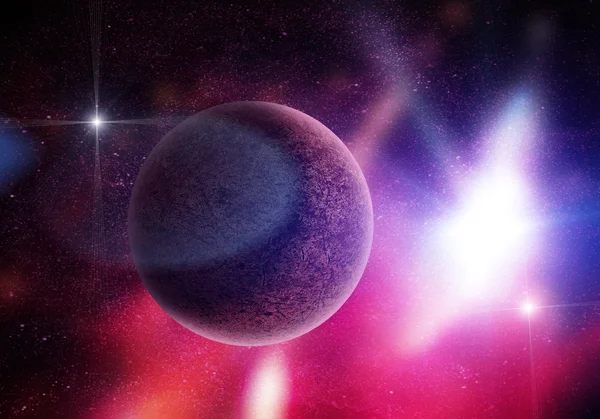 Planeta entre estrelas no espaço profundo — Fotografia de Stock
