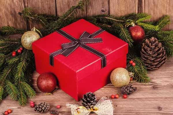 Gift box with christmas elements — Stock Photo, Image