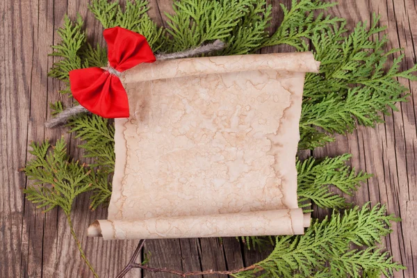 Sheet of paper with christmas decoration — Stock Photo, Image