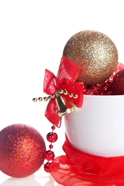 White cup with christmas decoration — Stock Photo, Image