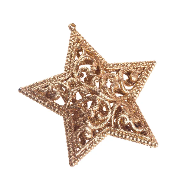 Estrela de Natal dourado no fundo branco — Fotografia de Stock