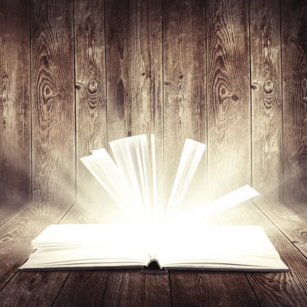 Libro aperto con luce insideout — Foto Stock