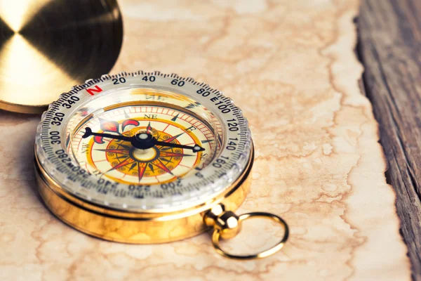 Old treasure map with compass — Stock Photo, Image