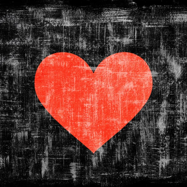 Red heart on black — Stock Photo, Image