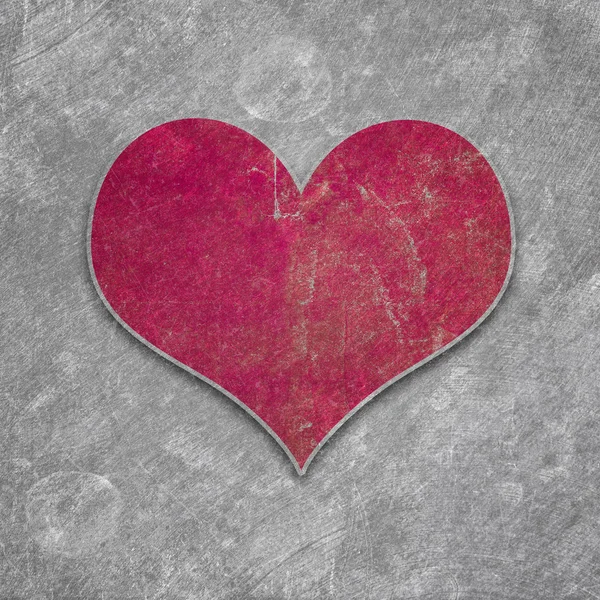 Red heart on grey — Stock Photo, Image